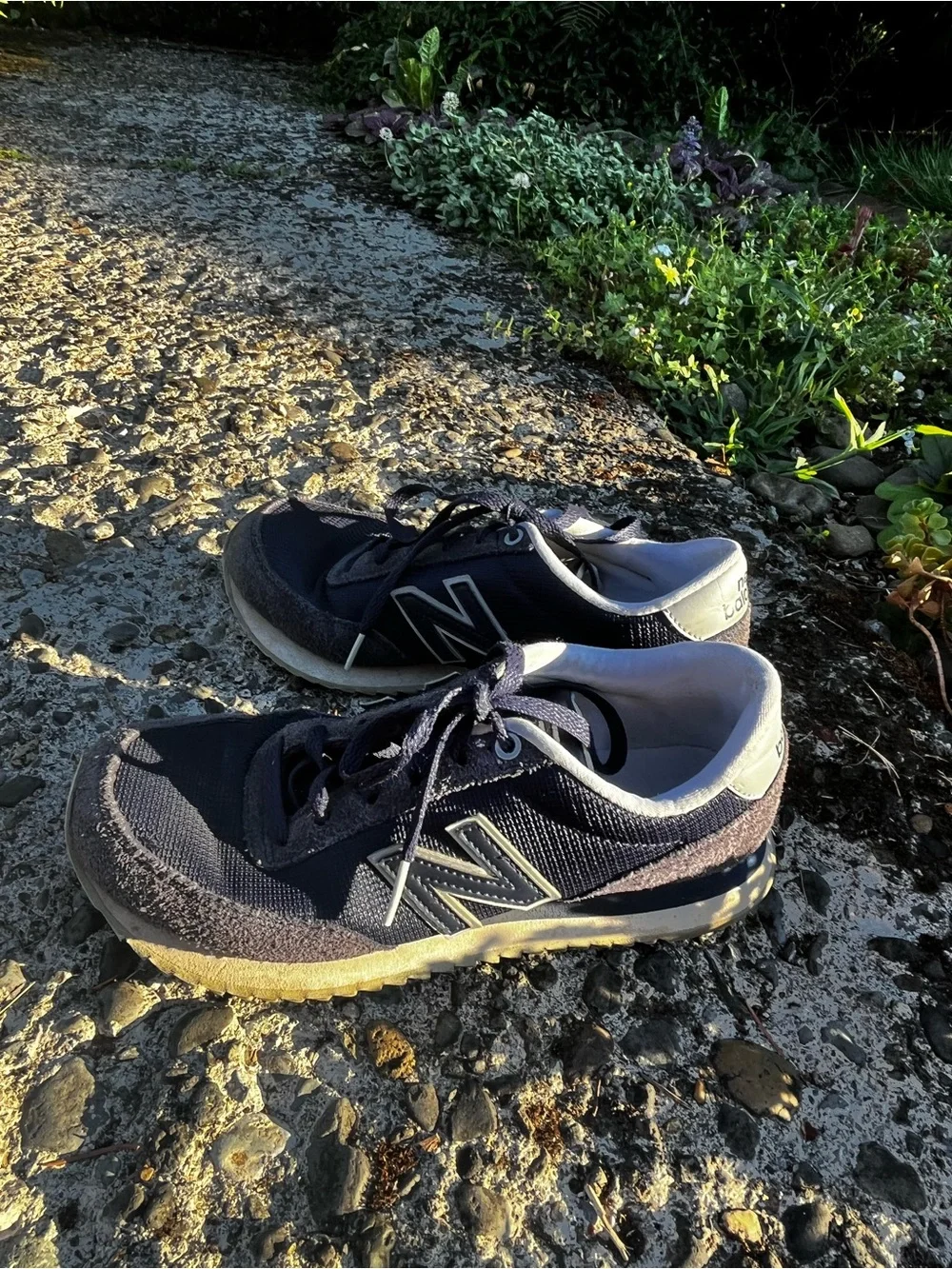New Balance Dark Navy Lace-Up Sneakers with Cream Midsole